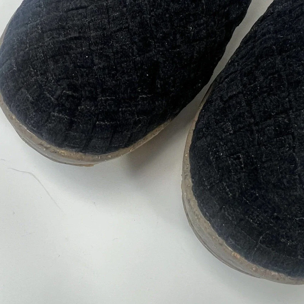 Bernie Mev Black Woven Chenille Slip On Wedge Shoes Booties Size 41 US 10